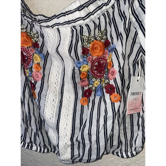 new Crop blouse Floral Embroidery lace western flare Boho country M hippie 21 - Picture 2 of 10